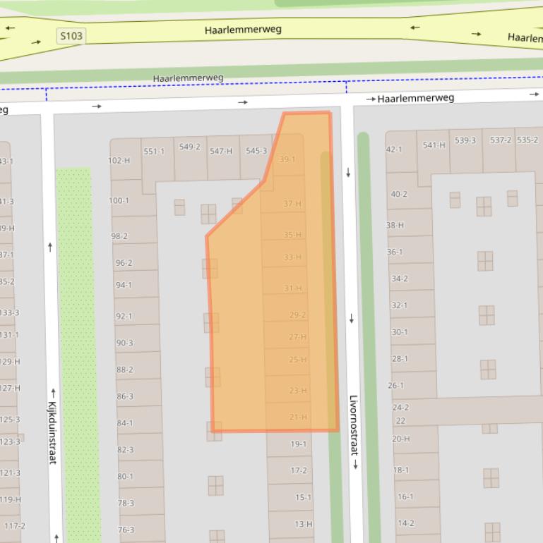 Kaart van postcodegebied 1055ZW.