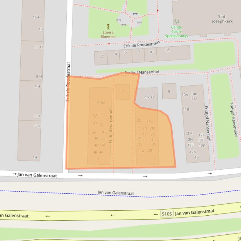 Kaart van postcodegebied 1056AN.