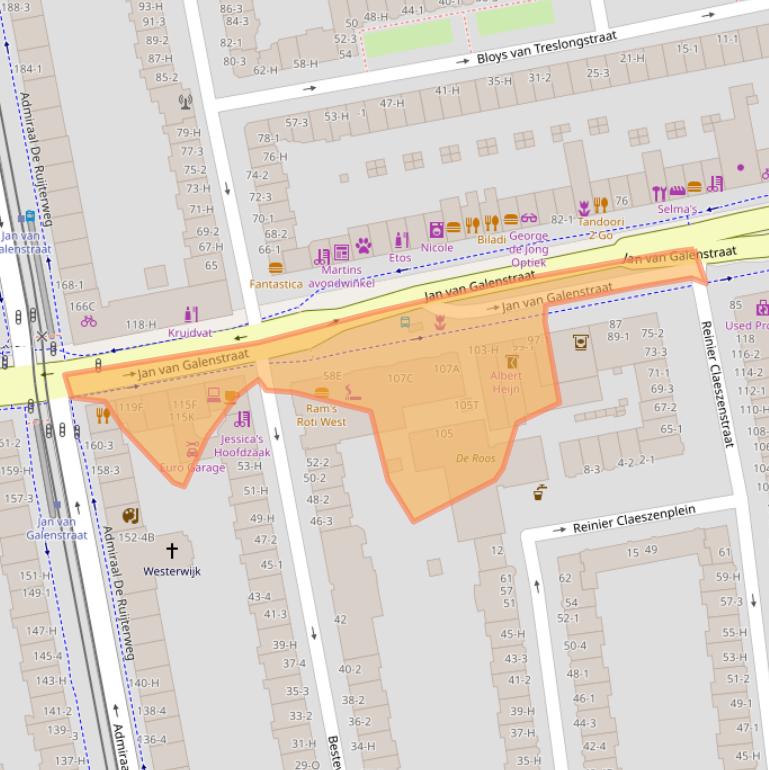 Kaart van postcodegebied 1056BK.