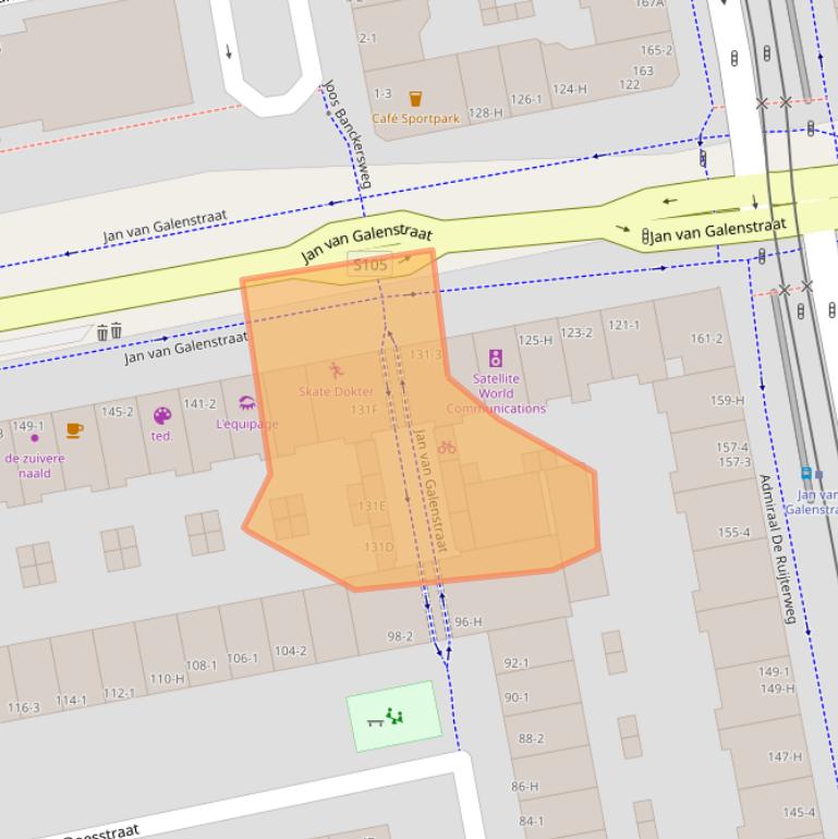 Kaart van postcodegebied 1056BM.