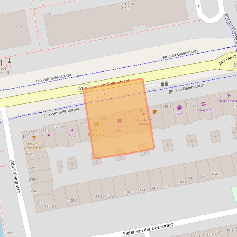 Kaart van postcodegebied 1056BP.