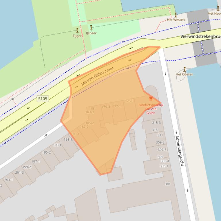 Kaart van postcodegebied 1056BS.