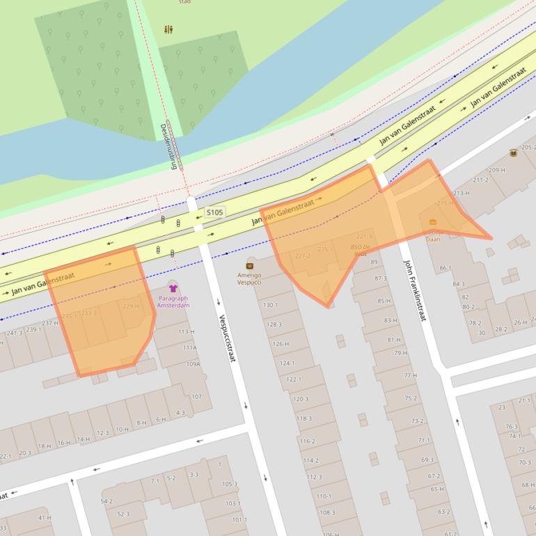 Kaart van postcodegebied 1056BW.