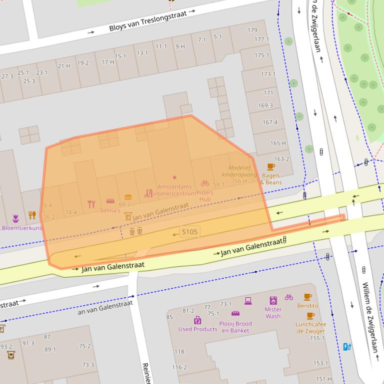 Kaart van postcodegebied 1056CC.