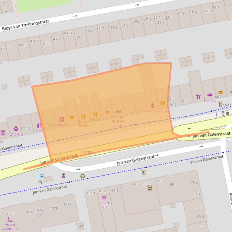 Kaart van postcodegebied 1056CD.