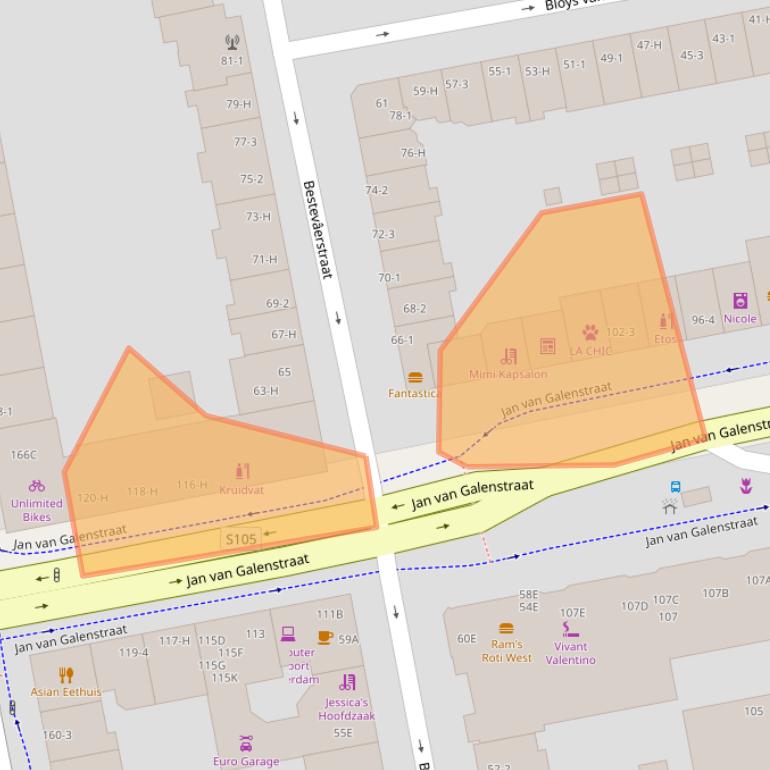 Kaart van postcodegebied 1056CE.