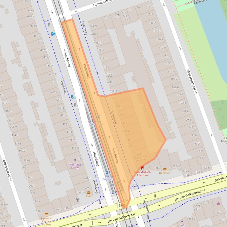 Kaart van postcodegebied 1056DE.