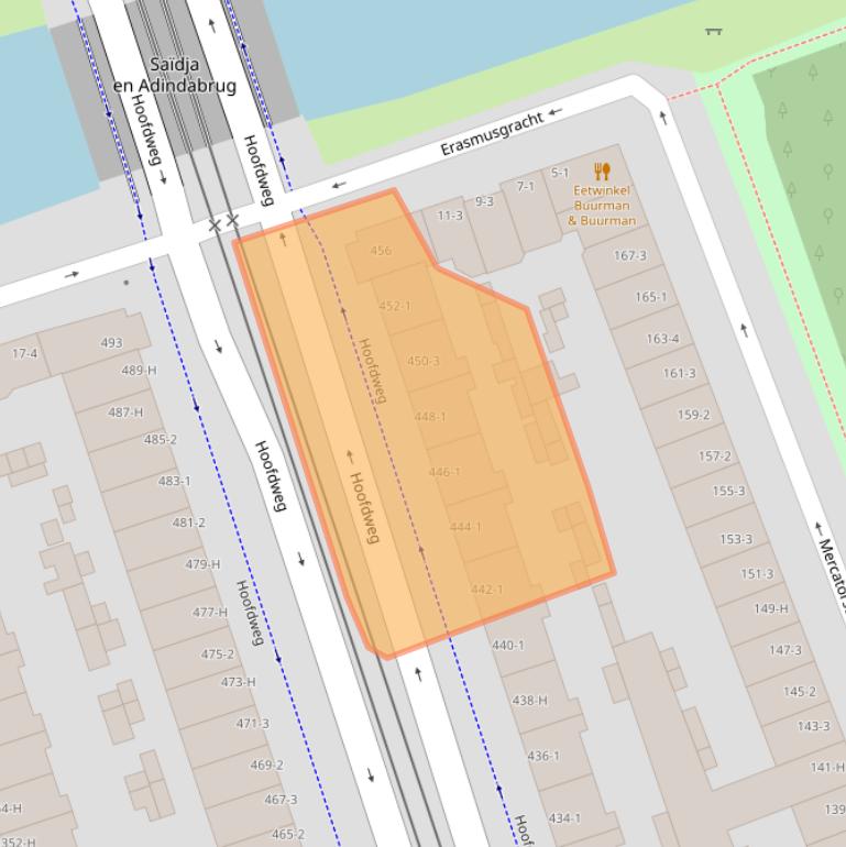 Kaart van postcodegebied 1056DJ.