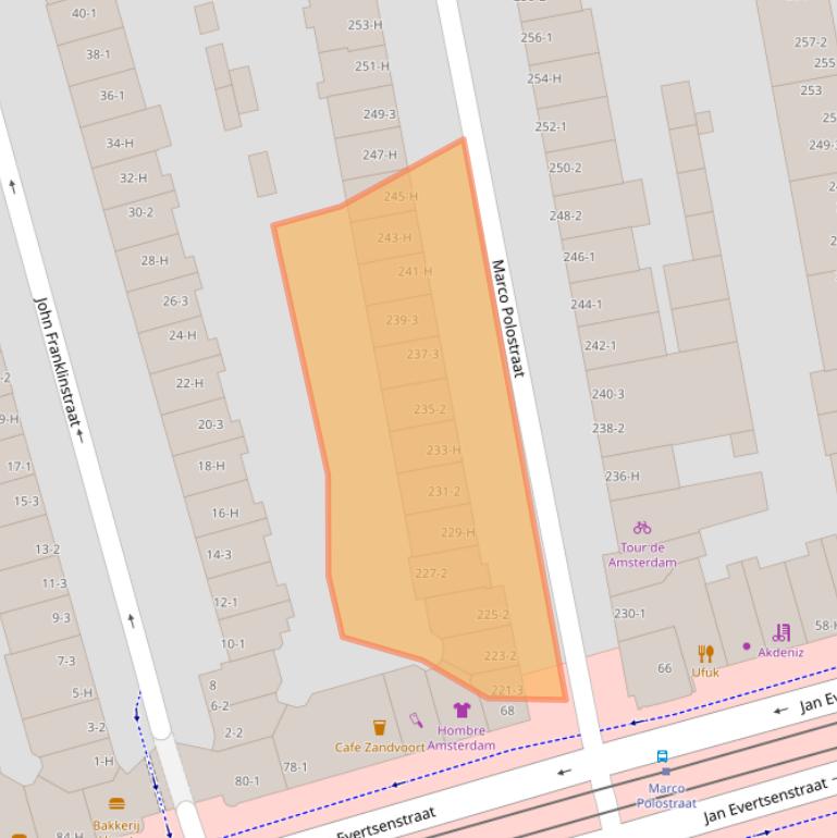 Kaart van postcodegebied 1056DL.