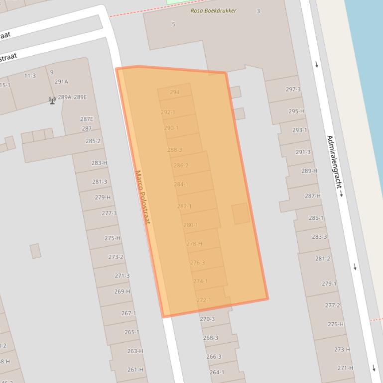 Kaart van postcodegebied 1056DS.