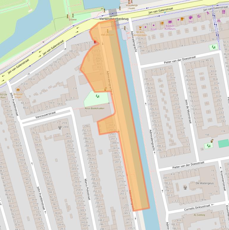Kaart van postcodegebied 1056EB.