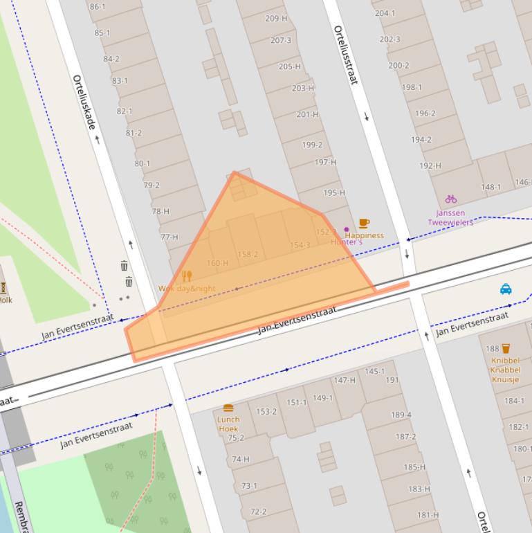 Kaart van postcodegebied 1056EL.