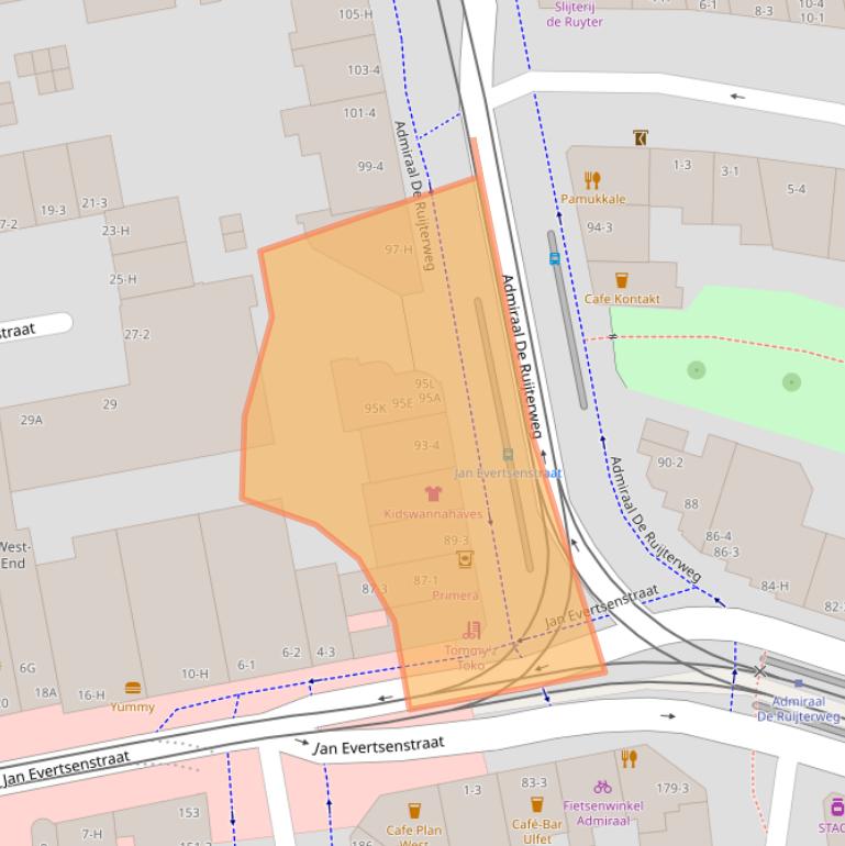 Kaart van postcodegebied 1056ET.