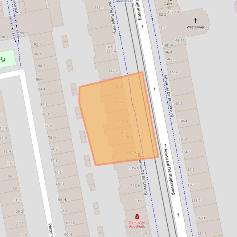 Kaart van postcodegebied 1056EZ.