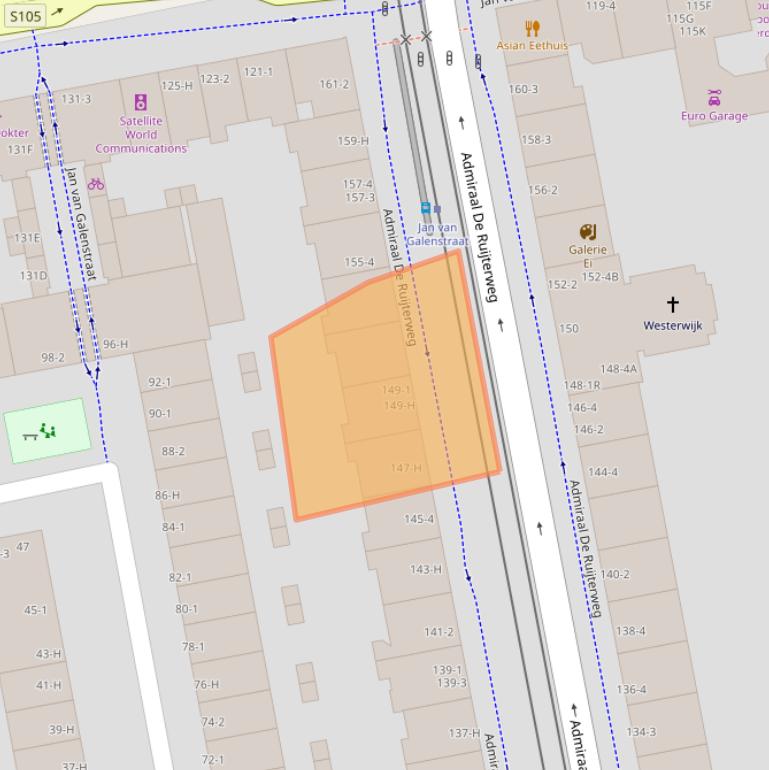 Kaart van postcodegebied 1056GA.