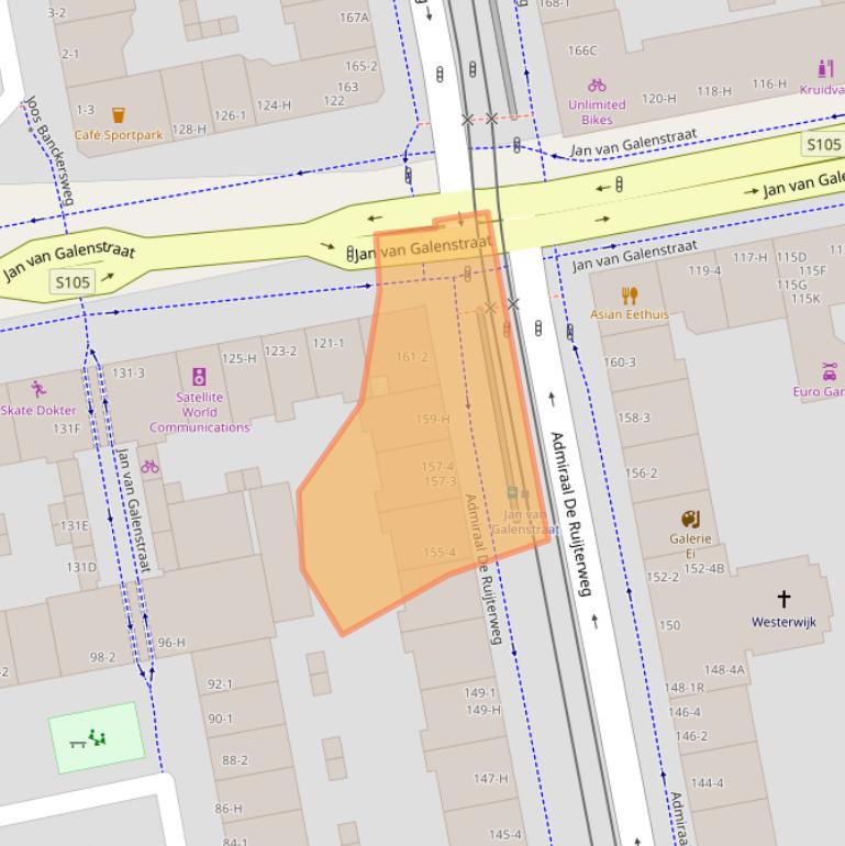 Kaart van postcodegebied 1056GB.