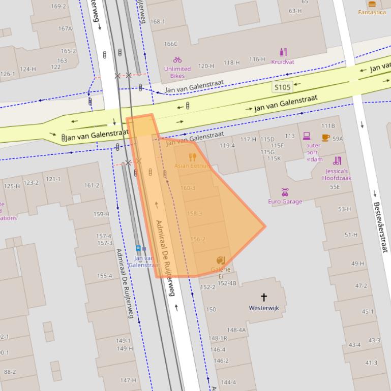 Kaart van postcodegebied 1056GW.