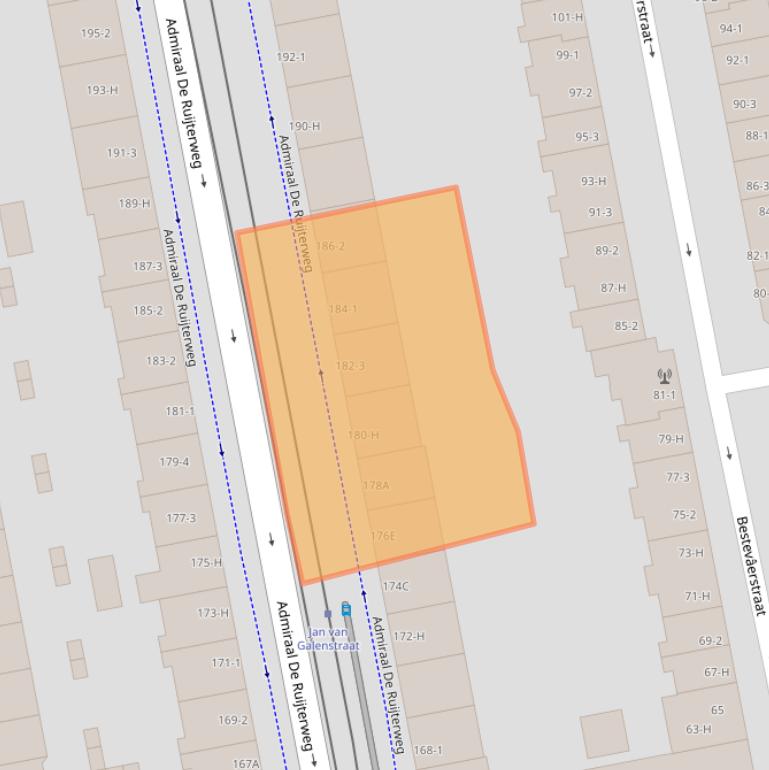 Kaart van postcodegebied 1056GZ.