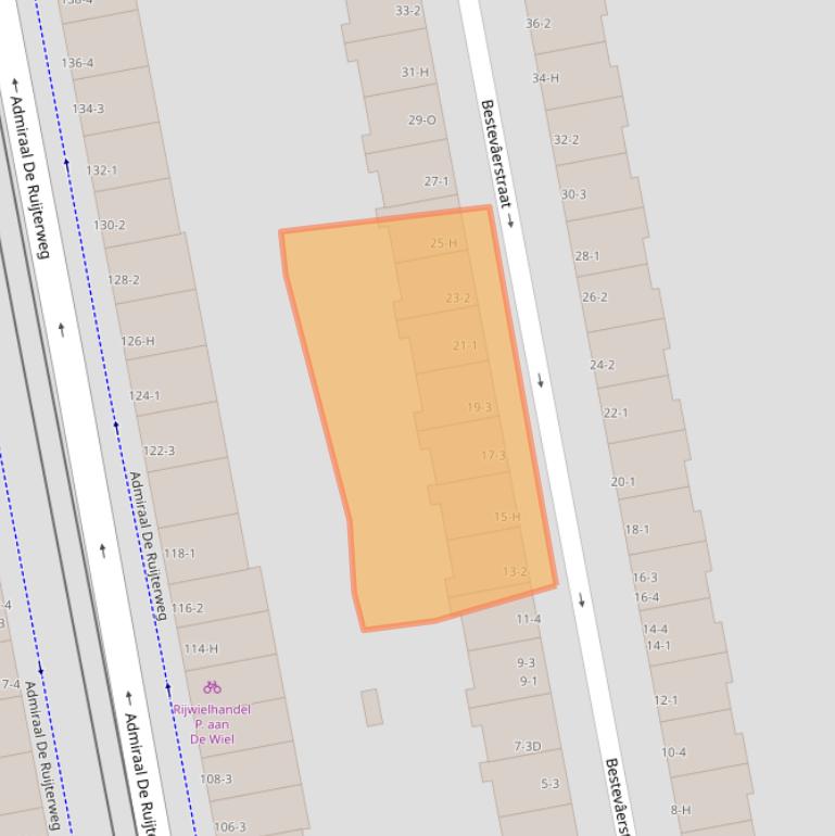 Kaart van postcodegebied 1056HE.