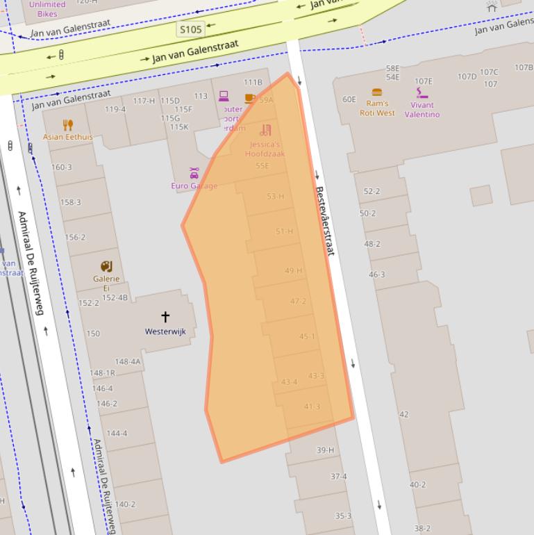 Kaart van postcodegebied 1056HH.