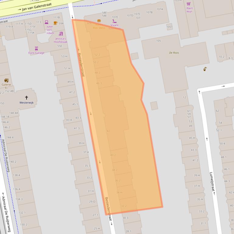 Kaart van postcodegebied 1056HP.