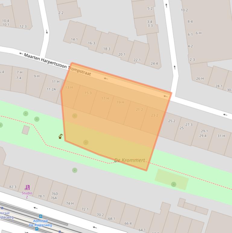 Kaart van postcodegebied 1056HV.