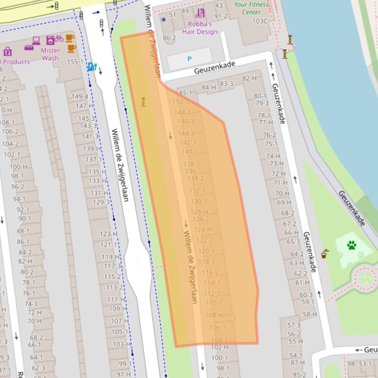 Kaart van postcodegebied 1056JV.