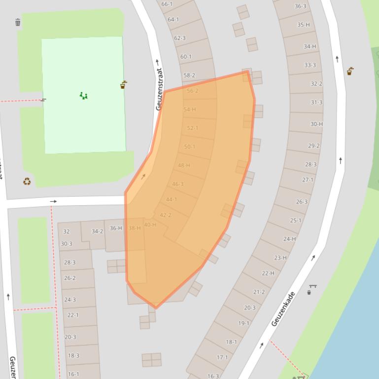 Kaart van postcodegebied 1056KE.