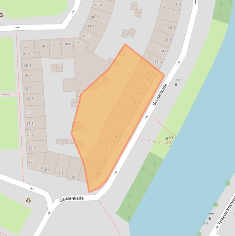 Kaart van postcodegebied 1056KJ.