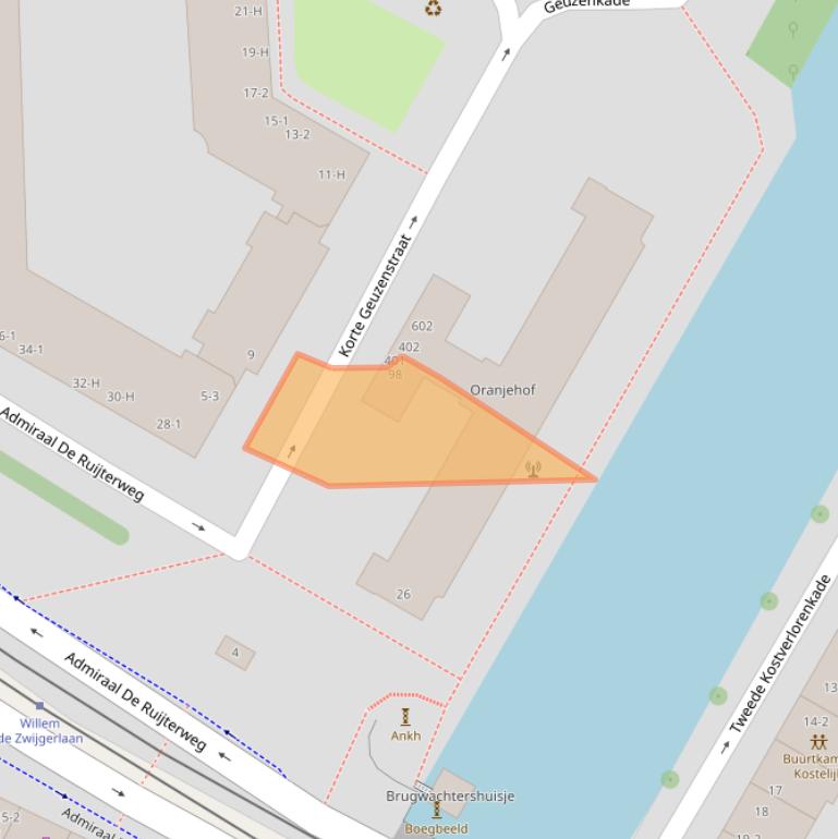 Kaart van postcodegebied 1056KS.