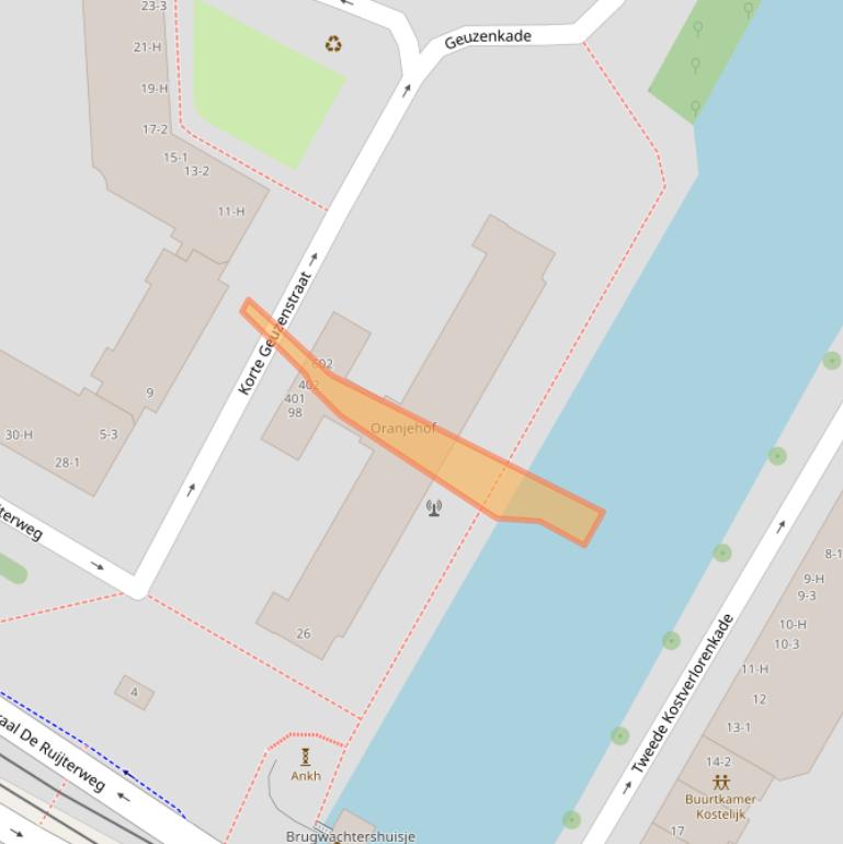 Kaart van postcodegebied 1056KW.