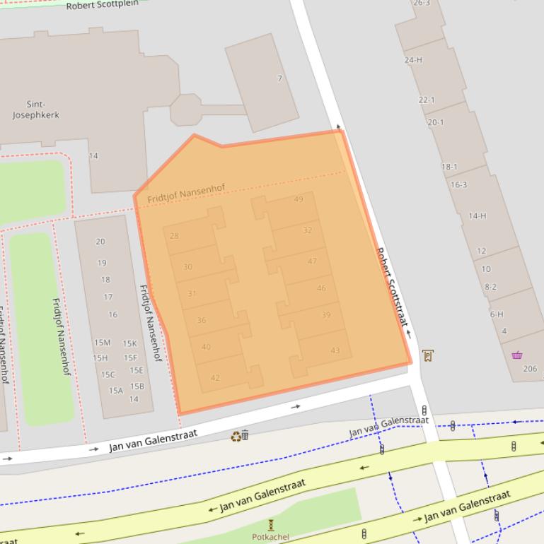 Kaart van postcodegebied 1056LA.