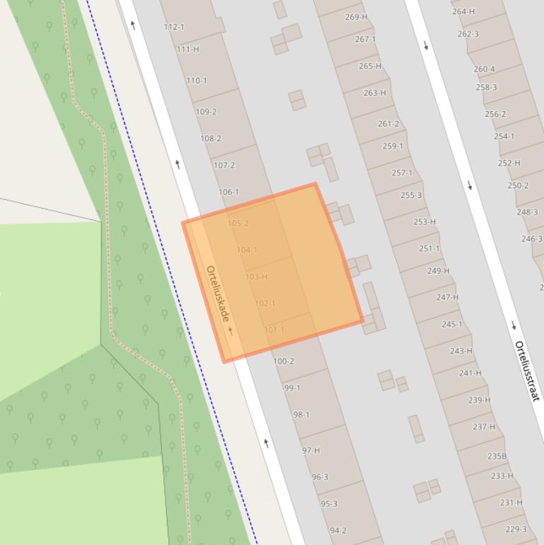 Kaart van postcodegebied 1056NL.