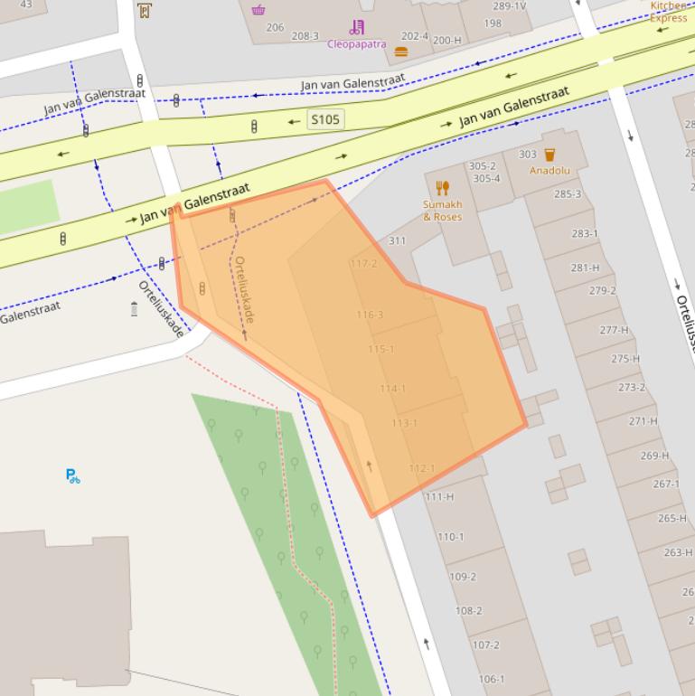 Kaart van postcodegebied 1056NN.