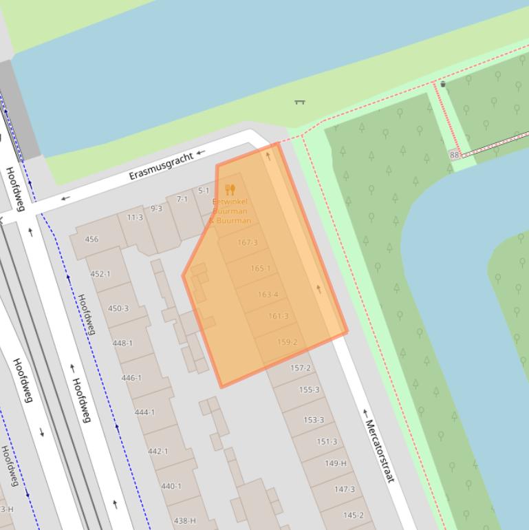 Kaart van postcodegebied 1056RE.