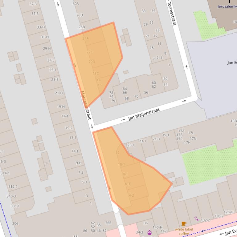 Kaart van postcodegebied 1056RG.