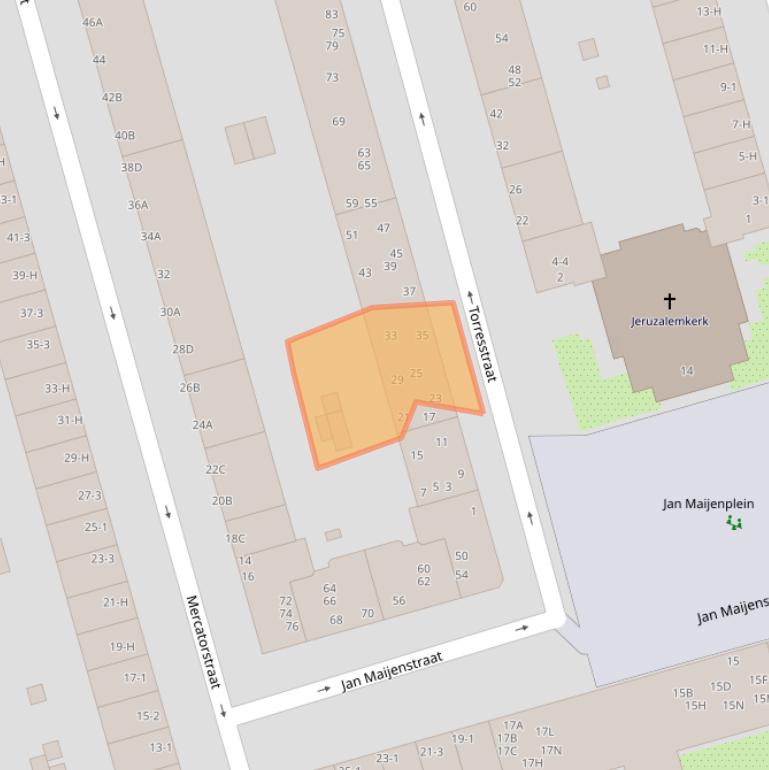 Kaart van postcodegebied 1056RR.