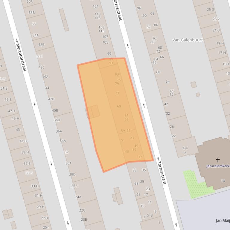 Kaart van postcodegebied 1056RS.