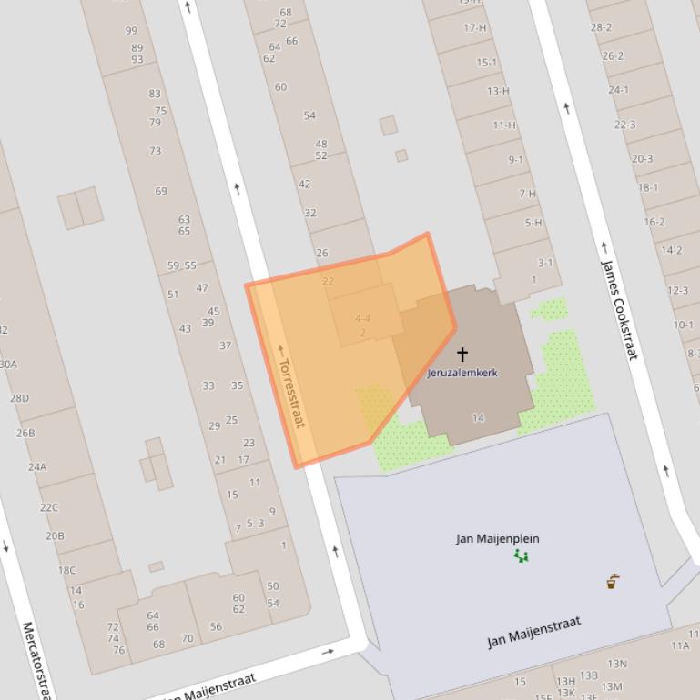 Kaart van postcodegebied 1056RT.