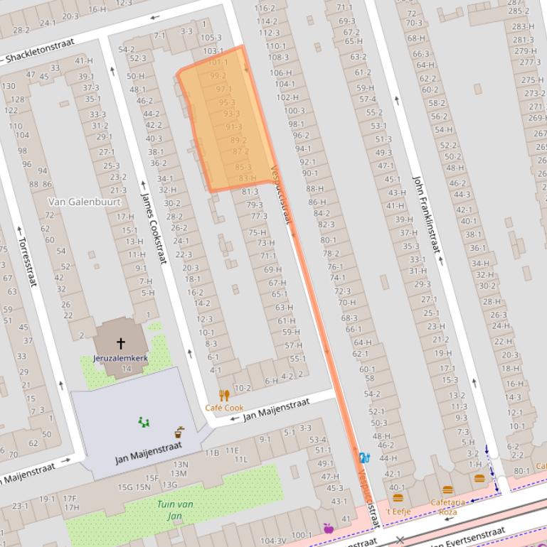 Kaart van postcodegebied 1056SK.