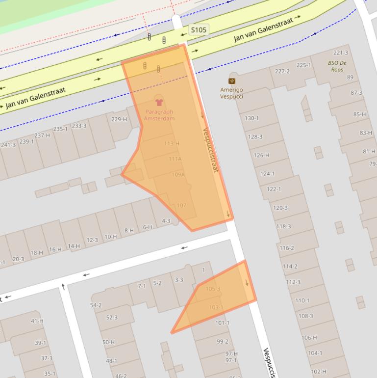 Kaart van postcodegebied 1056SL.