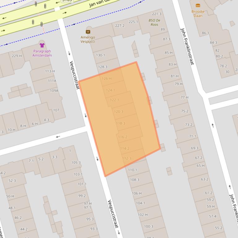 Kaart van postcodegebied 1056ST.