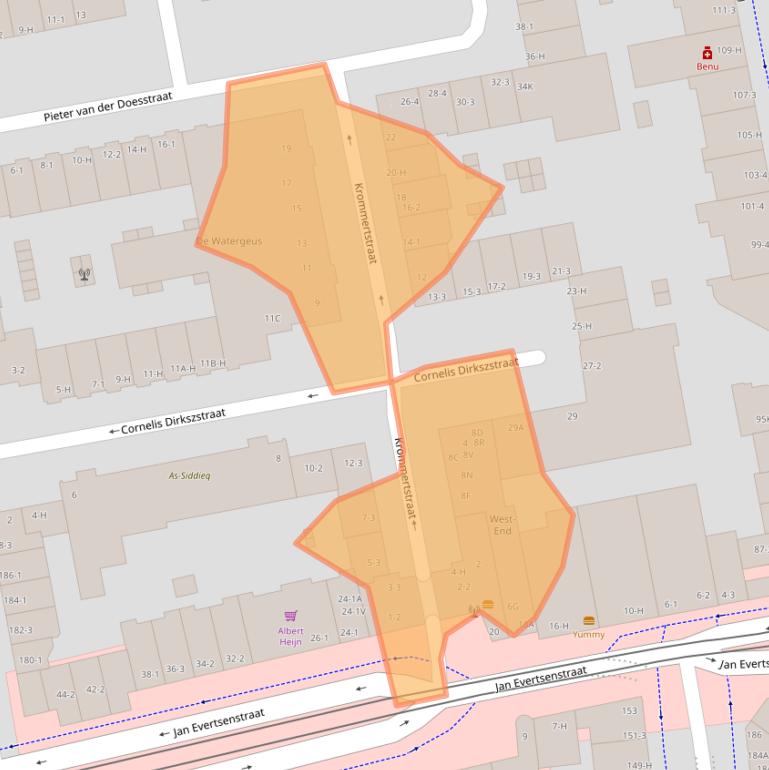Kaart van postcodegebied 1056TS.