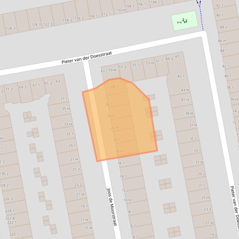 Kaart van postcodegebied 1056TZ.