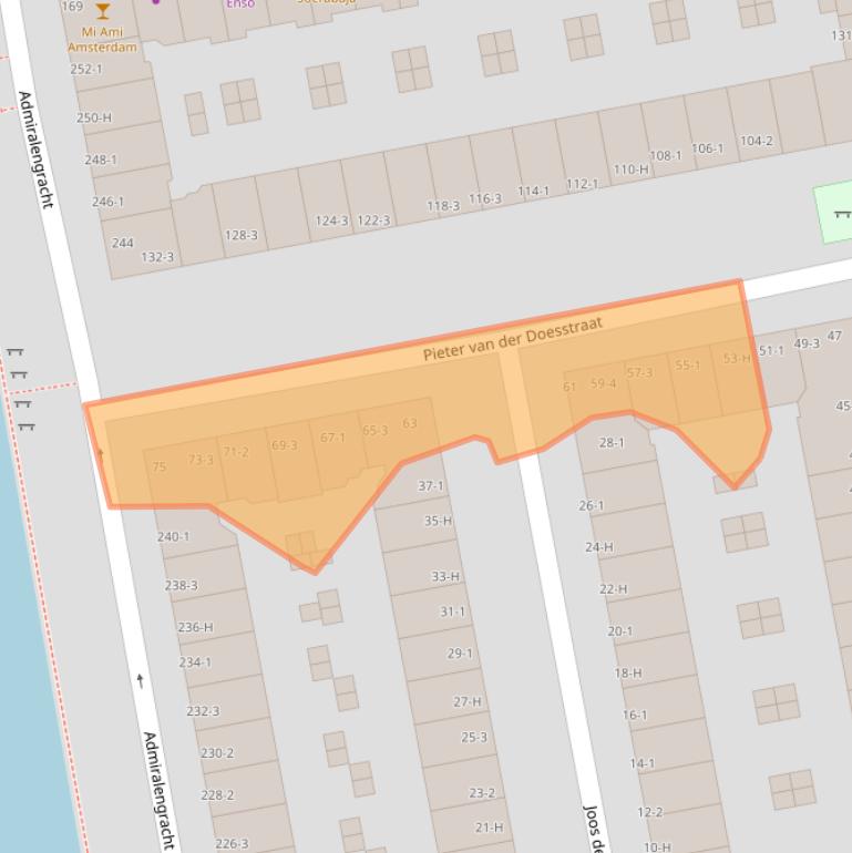 Kaart van postcodegebied 1056VD.