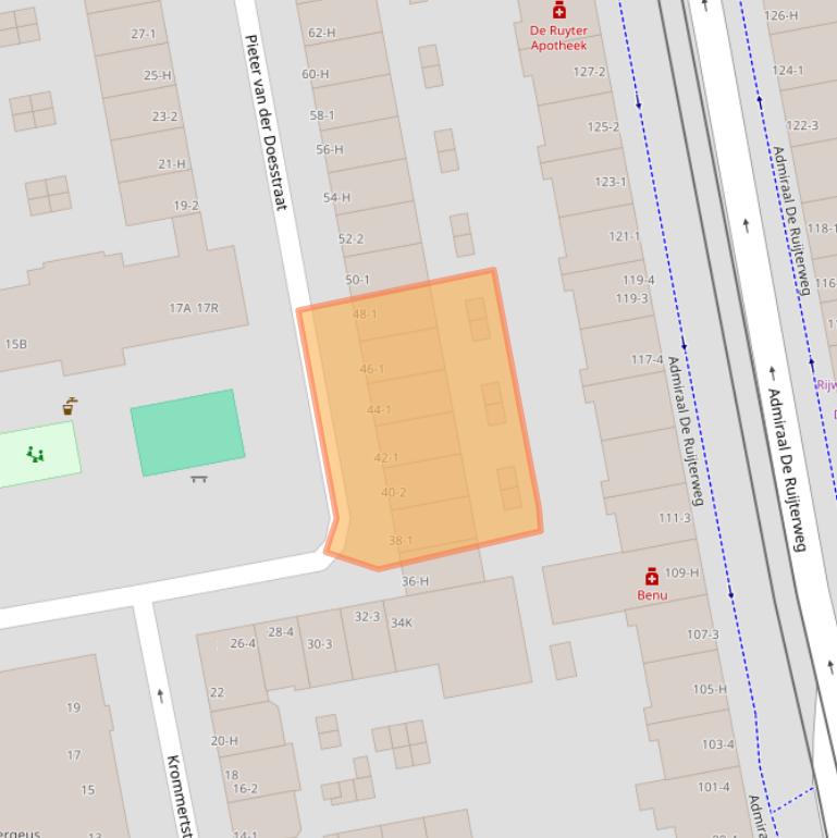 Kaart van postcodegebied 1056VH.