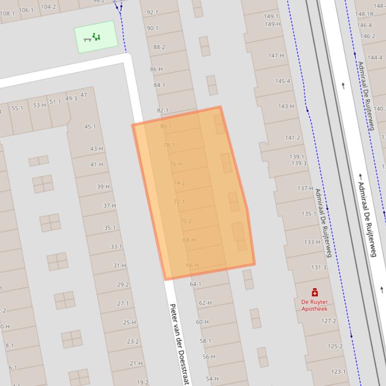 Kaart van postcodegebied 1056VK.