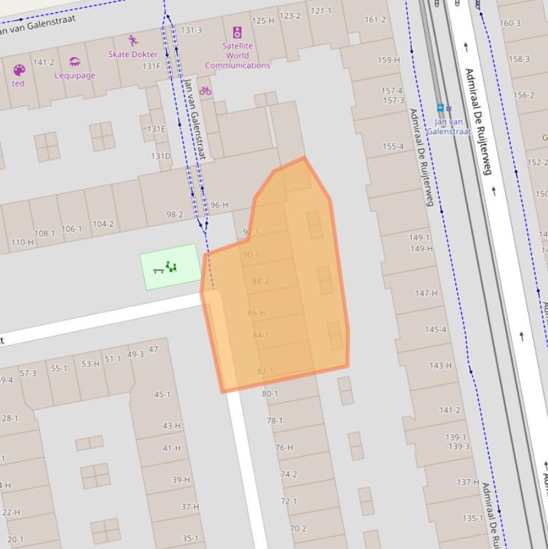 Kaart van postcodegebied 1056VL.