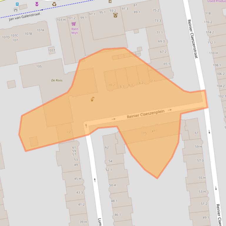 Kaart van postcodegebied 1056WB.