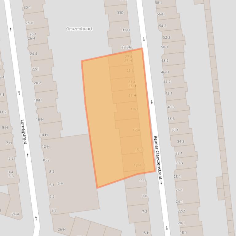 Kaart van postcodegebied 1056WD.